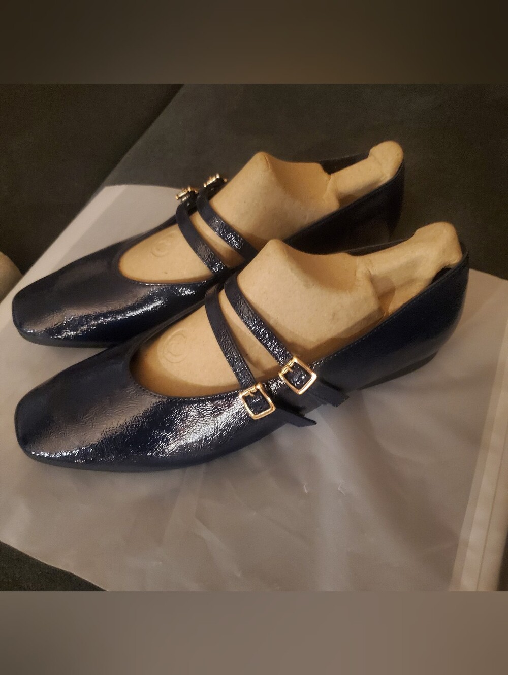 Unisa Women’s  Navy Double-Strap   Mary Jane Ballet Flats